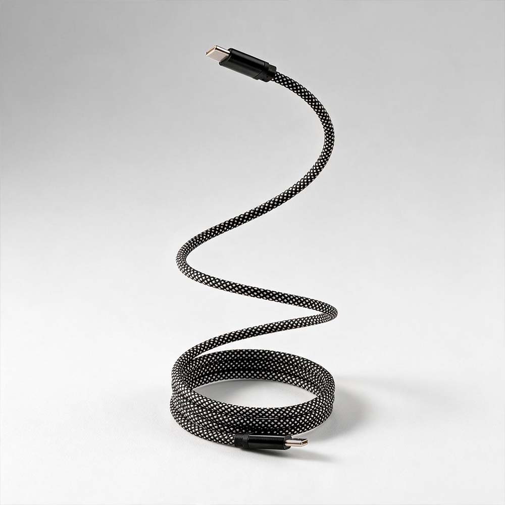 Curie Magnetic Charging Cable styled in a soft-lit setting