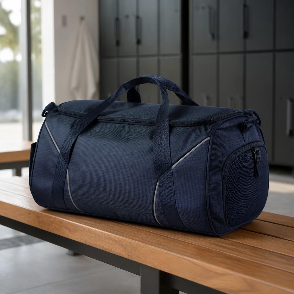 São Paulo L Gym Bag 50L rPET ripstop. Reflective strips – Navy lifestyle
