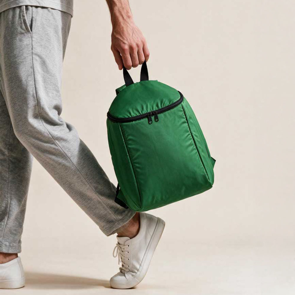 Brussels Cooler Backpack 12L rPET carried by hand