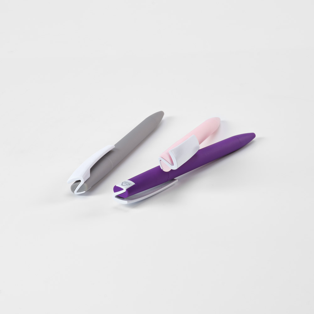 Balzac Pen rABS styled in grey, light pink and purple