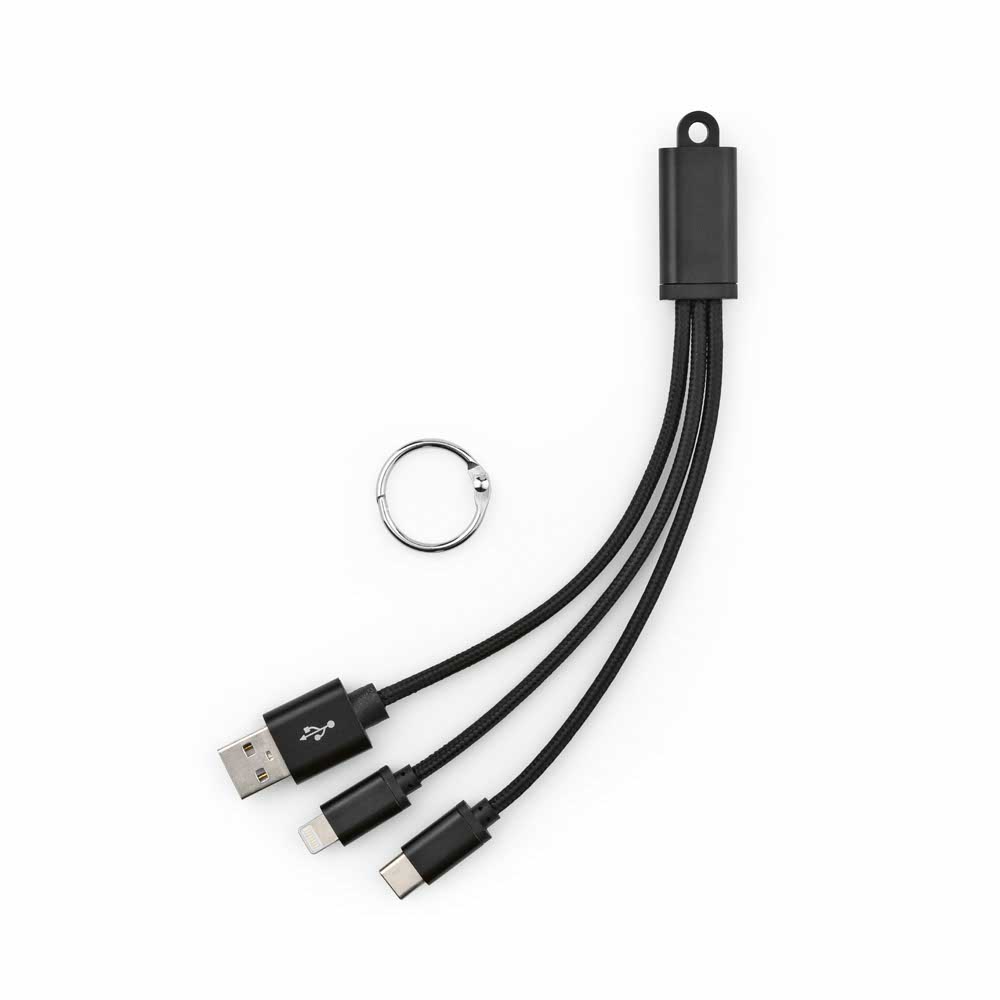 Lavoisier 3-in-1 Cable rPVC in black with keyring