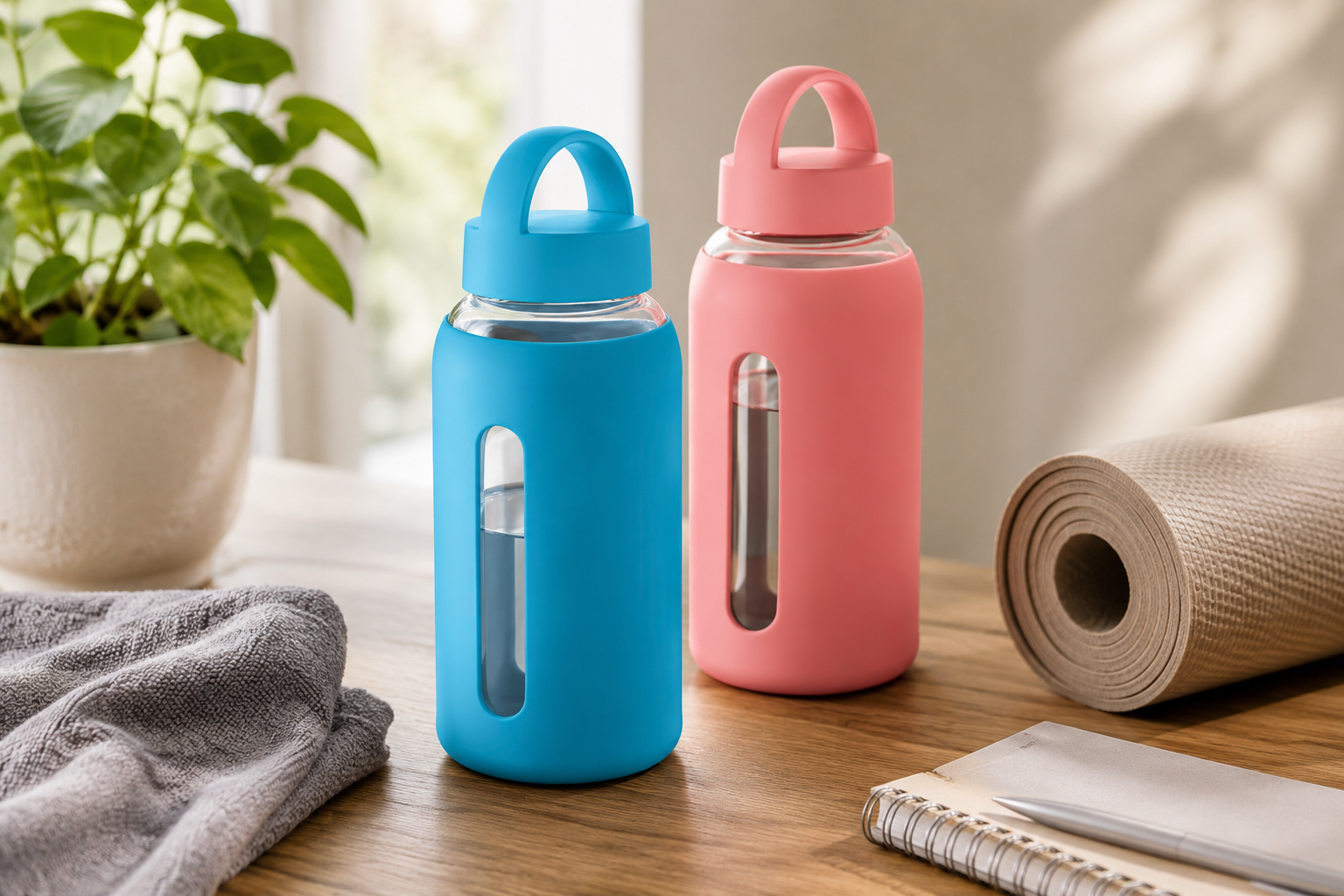 Boris glass bottles in a lifestyle setting