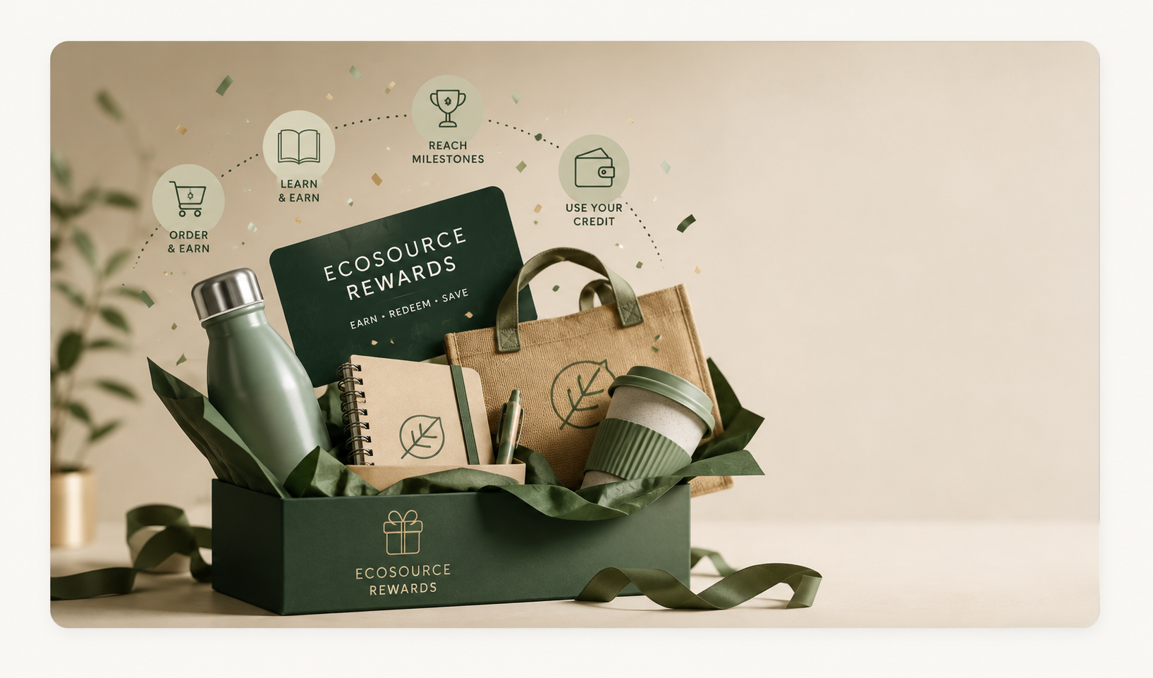 Ecosource Rewards gift box with sustainable promotional products